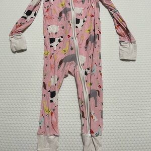 Little Sleepies Pink Animal Print Footie Pajamas